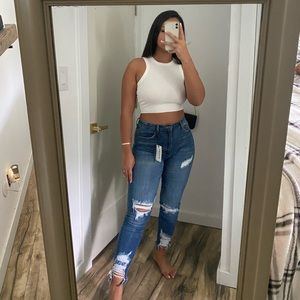 White Ribbed crop top